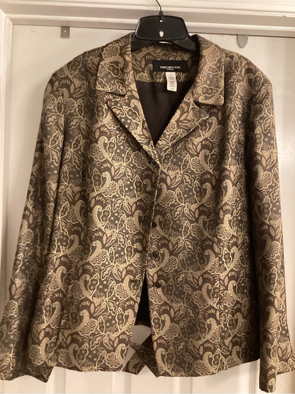Jones New York Brown and Cream Paisley Blazer